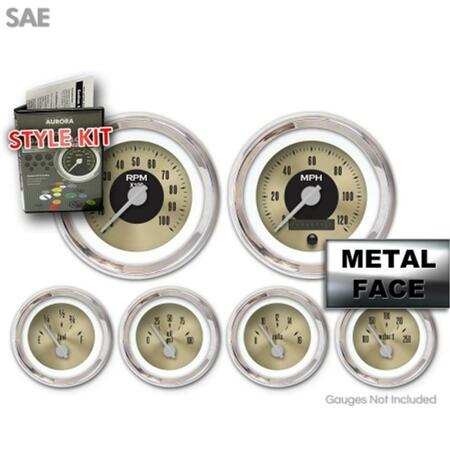 AURORA INSTRUMENTS Style Kit - SAE American Classic Gold II, Silver Modern Needles, Chrome Trim Rings GARA50ZE by PABCB